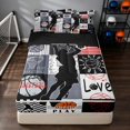 thumbnail image 1 of Manfei Boys Basketball Zipper Twin Comforter Sets with Fitted Sheet and 2 Pillowcases, Sport Plaid Zipper Bedding Set, Black Red, 1 of 7