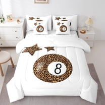 Manfei Boys Billiards 7-Piece Twin Bedding Sets,Sports Billiard Print Bedding Comforter Set,Teens Ball Gamer Sheet Sets,Luxury Bedroom Decor Reversible