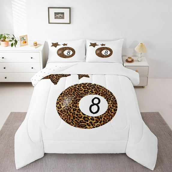 Manfei Boys Billiards Bedding Comforter Set,Sports Billiard Print Twin Comforter Sets,Teens Ball Gamer Bedding Set,Luxury Bedroom Decor Reversible,2pcs
