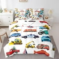 thumbnail image 1 of Manfei Boys Cars Bedding Comforter Set 7 Pieces,Cartoon Police Car Full Bedding Set,Fire Truck Excavator Fitted Sheet Flat Sheet For Teens Kid,Luxury Bedroom Decor Reversible, 1 of 8