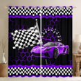 thumbnail image 1 of Manfei Boys Cartoon Automobile Curtains Pack of 2 (42x84 Each), Purple Sports Car Curtains Blackout, Buffalo Checkered Flag Bedroom Curtains, Curtains and Drapes Home Decor, 1 of 6