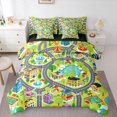 thumbnail image 1 of Manfei Boys City Map 7-Piece King Bedding,Green Trees Pattern King Bed in a Bag,Gray,Black Reversible, 1 of 7