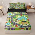 thumbnail image 1 of Manfei Boys City Map Zipper Full Size Comforter Sets with Fitted Sheet and 2 Pillowcases,Green Trees Pattern Zipper Bedding Set,Gray,Black Reversible,4pcs, 1 of 8