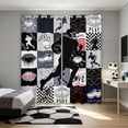 thumbnail image 1 of Manfei Boys Football Blackout Curtains, Sport Checkered Window Curtains Pack of 2 (38x45 Each), Black Gray, 1 of 5