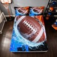 thumbnail image 1 of Manfei Boys Football Fitted Sheet, Rugby Game Queen Bedding, Black Brown Brightblue 3pcs, 1 Fitted Sheet and 2 Pillowcases, 1 of 6
