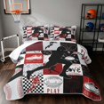 thumbnail image 1 of Manfei Boys Football Quilt King, Sport Checkered King Coverlet Set, Black Red, Black Reversible 3pcs, 1 Bedspread and 2 Pillowcases, 1 of 7