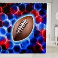 thumbnail image 1 of Manfei Boys Football Shower Curtain 72Wx84L, Rugby Gamer Bathroom Shower Curtain, Red Blue Brown, 1 of 5