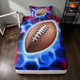 thumbnail image 1 of Manfei Boys Football Twin Fitted Sheet, Rugby Gamer Bedding, Red Blue Brown 2pcs, 1 Fitted Sheet and 1 Pillowcase, 1 of 6