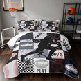 thumbnail image 1 of Manfei Boys Football Twin Quilt Set, Sport Checkered Twin Coverlet Set, Black Gray, Black Reversible 2pcs, 1 Bedspread and 1 Pillowcase, 1 of 7