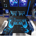 thumbnail image 1 of Manfei Boys Game Console Twin Bedding Sets 7-Piece, Blue Rectangle Geometric Bedding Comforter Set, Modern Video Gaming Reversible Sheet Sets, Lightweight Room Decor, 1 of 7