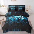 thumbnail image 1 of Manfei Boys Game Console Twin Bedding Sets 7-Piece, Cyan Rectangle Geometric Bedding Comforter Set, Modern Video Gaming Reversible Sheet Sets, Lightweight Room Decor, 1 of 7