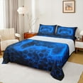thumbnail image 1 of Manfei Boys Gaming Gamer Full Size Sheets 4-Piece, Gradient Game Console Bed Sheets, Black Blue Honeycomb Sheet Sets, Luxury Bedroom Decor, 1 of 6