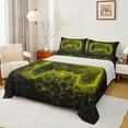 thumbnail image 1 of Manfei Boys Gaming Gamer Full Size Sheets 4-Piece, Gradient Game Console Bed Sheets, Gold Black Honeycomb Sheet Sets, Ultra Soft Home Decor, 1 of 6
