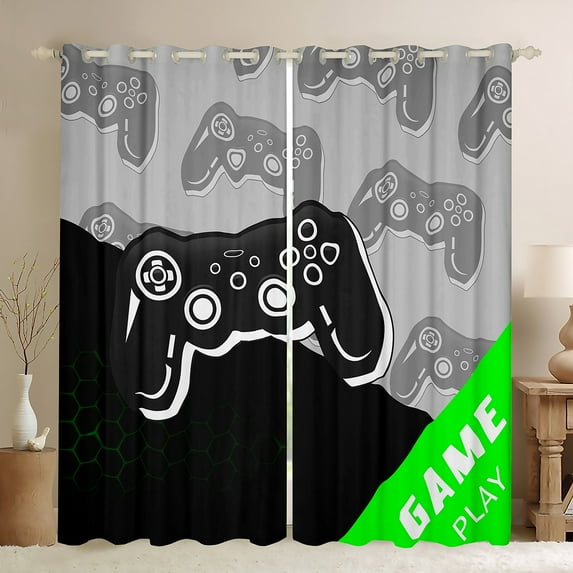 Manfei Boys Gaming Lover Curtains Pack of 2 (42x84 Each), Cartoon Game Console Curtains Blackout, Modern Gamepad Print Bedroom Curtains, Window Curtains Home Decor