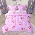 thumbnail image 1 of Manfei Boys Girls Cartoon Cherry Bow 7pcs Bedding Comforter Set,Cute Bowknot Queen Bedding Sets Super Cozy,Dreamy Princess Queen Sheet Sets,Luxury Bedroom Decor,Reversible, 1 of 8