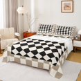 thumbnail image 1 of Manfei Boys Girls Geometric Plaid Full Size Sheets 4-Piece,Vintage Aesthetic Breathable Bed Sheets,Minimalist Grid Lightweight Sheet Sets,Ultra Soft Home Decor, 1 of 7