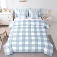thumbnail image 1 of Manfei Boys Girls Geometric Plaid Grid Twin Bedding Sets 7-Piece,Blue White Bedding Comforter Set Microfiber,Minimalist Vintage Aesthetic Breathable Sheet Sets,Lightweight Room Decor, 1 of 6