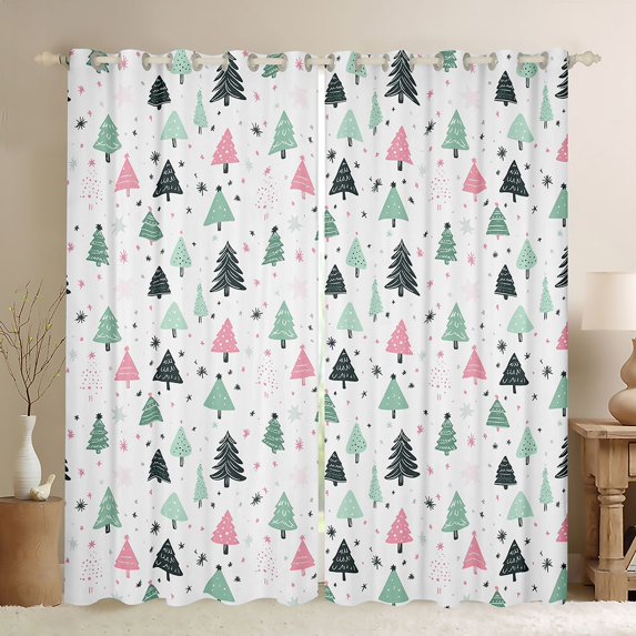 Manfei Boys Girls Happy Winter Curtains Pack of 2 (42x84 Each),Xmas Tree Curtains Blackout,Merry Christmas Bedroom Curtains,Microfiber Bedroom Decor
