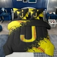 thumbnail image 1 of Manfei Boys Girls Letter Monogrammed J Bedding Comforter Set 7pcs,Sport Baseball Queen Bedding Sets Super Cozy,Graffiti Splash Queen Sheet Sets,Ultra Soft Home Decor,Reversible, 1 of 8