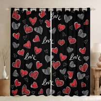 Manfei Boys Girls Love Heart Print Black Out Curtains,Romantic Lover Couple Curtains Pack of 2 (42x63 Each),Valentine's Day Bedroom Curtains,Super Cozy Room Decor