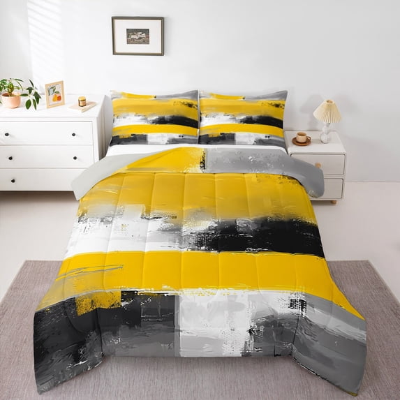 Manfei Boys Girls Oil Painting Bedding Comforter Set 2pcs,Abstract Artwork Twin Comforter Sets Microfiber,Graffiti Splash Breathable Bedding Set,Microfiber Bedroom Decor,Reversible