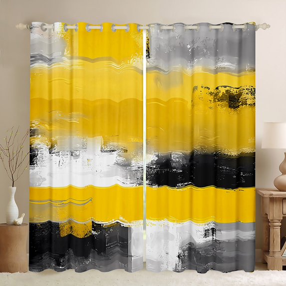 Manfei Boys Girls Oil Painting Blackout Curtains Set of 2 (52x84 Each),Abstract Artwork Window Curtains,Graffiti Splash Curtains and Drapes,Microfiber Bedroom Decor