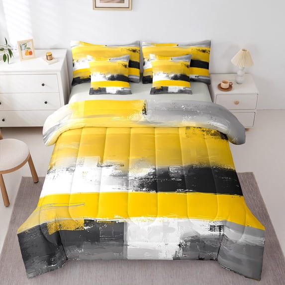 Manfei Boys Girls Oil Painting Twin Bedding Sets 7-Piece,Abstract Artwork Bedding Comforter Set Microfiber,Graffiti Splash Breathable Sheet Sets,Microfiber Bedroom Decor,Reversible