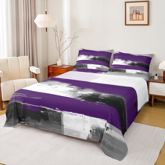 Manfei Boys Girls Oil Painting Twin Sheet Sets 3pcs,Abstract Artwork Twin Fitted Sheet Microfiber,Graffiti Splash Breathable Flat Sheet,Microfiber Bedroom Decor