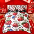 thumbnail image 1 of Manfei Boys Girls Red Strawberry Bedding Comforter Set 7-Piece,USA Flag Bowknot King Bedding Sets,Stars Print Ultra Soft Bed Sheets,Ultra Soft Home Decor,Reversible, 1 of 8