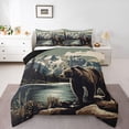 thumbnail image 1 of Manfei Boys Girls Safari Brown Bear Full Size Comforter Sets 3-Piece,Jungle Woodland Animal Bedding Comforter Set,Vintage Aesthetics Lightweight Bedding Sets,Breathable Home Decor,Reversible, 1 of 8