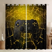 Manfei Boys Girls Video Game Black Out Curtains,Abstract Gamepads Curtains Pack of 2 (42x63 Each),Gothic Spider Web Bedroom Curtains,Luxury Bedroom Decor