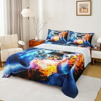 Manfei Boys Girls Video Game Twin Sheet Sets 3pcs,Abstract Gamepads Twin Fitted Sheet Microfiber,Gradient Lightning Gamer Breathable Flat Sheet,Luxury Bedroom Decor