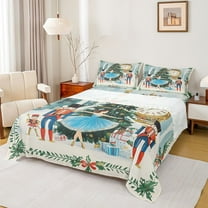 Manfei Boys Girls Xmas Nutcracker 3pcs Twin Sheet Sets,Ballet Girl Princess Twin Fitted Sheet,Christmas Tree Breathable Flat Sheet,Luxury Bedroom Decor