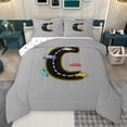 thumbnail image 1 of Manfei Boys Personalized Gifts Bedding Comforter Set,Pink Black Letter C Twin Comforter Sets,Cartoon Toy Car Bedding Set For Boys Kids,Lightweight Room Decoration Reversible,2pcs, 1 of 8