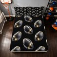 thumbnail image 1 of Manfei Boys Rugby Fitted Sheet, Sports Game Queen Bedding, Black Gold Cream 3pcs, 1 Fitted Sheet and 2 Pillowcases, 1 of 6