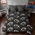 thumbnail image 1 of Manfei Boys Rugby Twin Bedding, Sports Game Bedding Comforter Set, Black Gold Cream, Black Reversible 7pcs, 1 of 6
