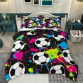 thumbnail image 1 of Homewish Boys Soccer Sports Bedding Comforter Set, Cartoon Football Rugby Twin Comforter Sets, Artwork Graffiti Splash Reversible Bedding Set, Super Cozy Room Decor, 2 Pieces, 1 of 8