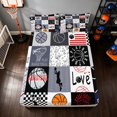 thumbnail image 1 of Manfei Boys Sport Fitted Sheet Full, Basketball Checkered Bed Set, Black Red 3pcs, 1 Fitted Sheet and 2 Pillowcases, 1 of 6