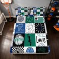 thumbnail image 1 of Manfei Boys Sport Fitted Sheet Full, Basketball Patchwork Bed Set, Navy Green 3 Pieces, 1 Fitted Sheet and 2 Pillowcases, 1 of 6