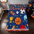 thumbnail image 1 of Manfei Boys Sport Fitted Sheet Full, Rugby Baseball Football Bed Set, Navy Red Orange 3pcs, 1 Fitted Sheet and 2 Pillowcases, 1 of 6