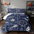 thumbnail image 1 of Manfei Boys Sport Quilt Full, Soccer Print Full Bedspread Sets, NavyBlue White, Navy Reversible 3-Piece, 1 Coverlet and 2 Pillowcases, 1 of 7