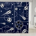 thumbnail image 1 of Manfei Boys Sport Shower Curtain 72Wx72L, Soccer Print Bathroom Curtain, NavyBlue White, 1 of 5