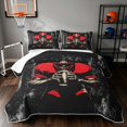 thumbnail image 1 of Manfei Boys Sports Bed Spread Queen, Football Gamer Queen Coverlet Set, White Red Black, Black Reversible 3-Piece, 1 Quilt and 2 Pillowcases, 1 of 7