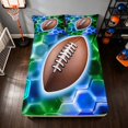 thumbnail image 1 of Manfei Boys Sports Fitted Sheet Full, Football Game Bed Set, Green Blue Brown 3-Piece, 1 Fitted Sheet and 2 Pillowcases, 1 of 6