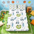 thumbnail image 1 of Manfei Boys Sports Fitted Sheet Full, Golf Bed Set, LightBlue Green White 3 Pieces, 1 Fitted Sheet and 2 Pillowcases, 1 of 6