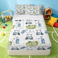 thumbnail image 1 of Manfei Boys Sports Zipper Queen Comforter Set with Fitted Sheet and 2 Pillowcases, Golf Zipper Bedding Set, LightBlue Green White, 1 of 7