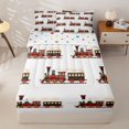 thumbnail image 1 of Manfei Boys Train Zipper Full Size Comforter Sets with Fitted Sheet and 2 Pillowcases,Cute Cartoon Car Print Zipper Bedding Set,White,Polkadot Reversible,4pcs, 1 of 8