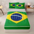 thumbnail image 1 of Manfei Brazil Flag Zipper Twin Comforter Sets with Fitted Sheet and 2 Pillowcases,World Travel Culture Zipper Bedding Set,Green Yellow Blue,Light Gray Reversible,4pcs, 1 of 8