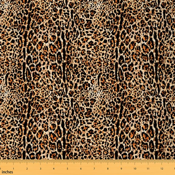 Manfei Brown Animal Print Sewing & Crafting Fabric (10 Yards), Leopard Cheetah Home Decor Fabric by the Yard, Wildlife Theme DIY Fabric