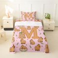 thumbnail image 1 of Manfei Brown Animals Capybara Twin Sheets,Cute Monogrammed M Print Bedding,3 Pieces, 1 of 6